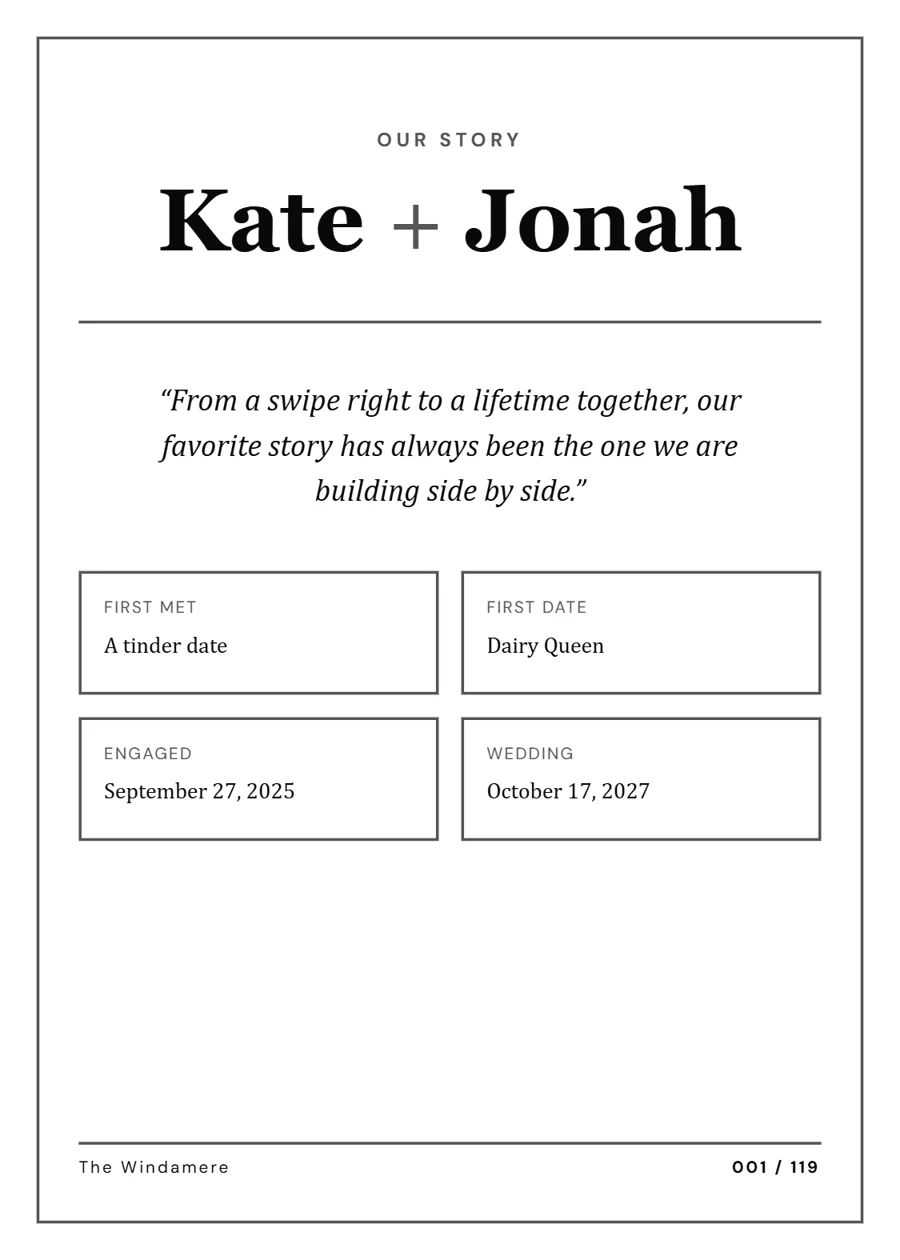 A keepsake card with a prompt for guests
