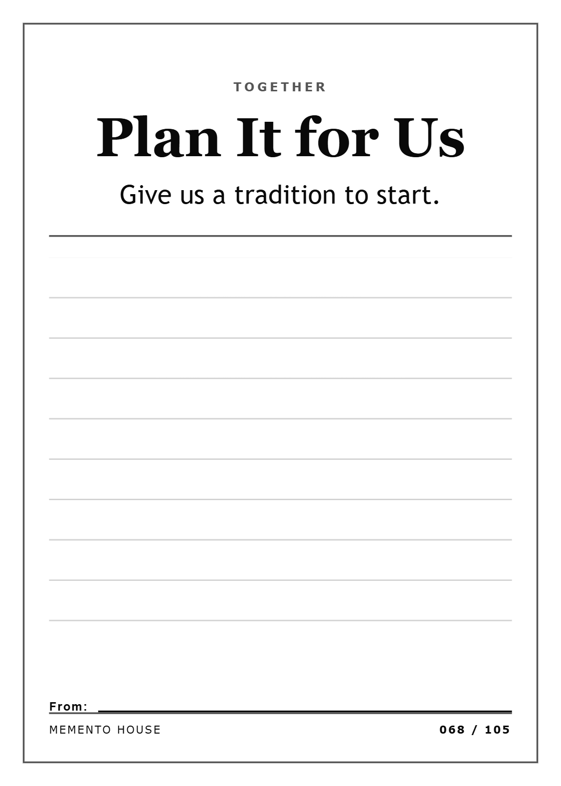 Together prompt asking guests for a tradition to start
