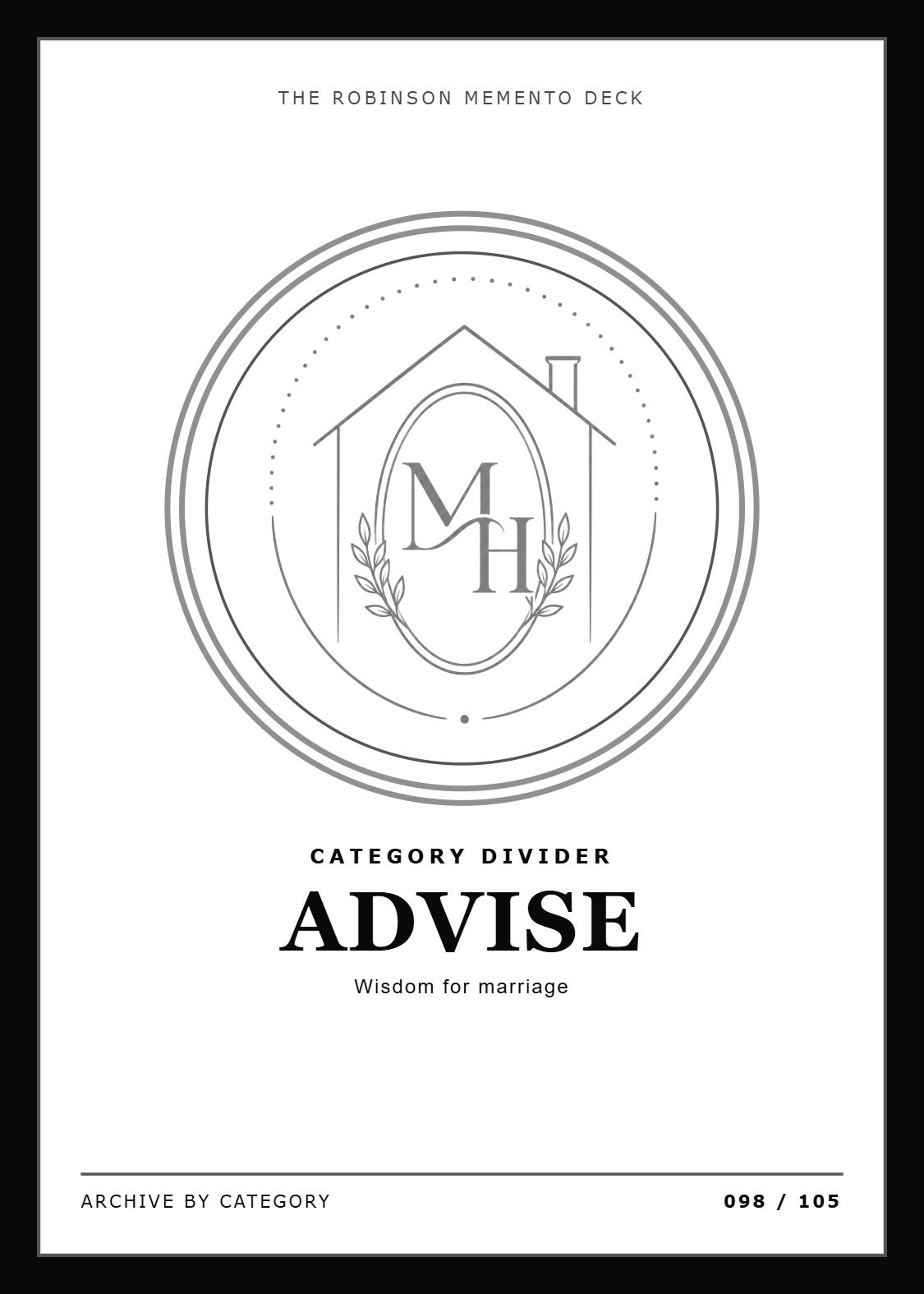 Advise category divider card