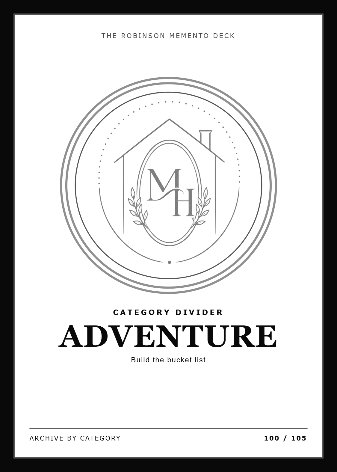 Adventure category divider card