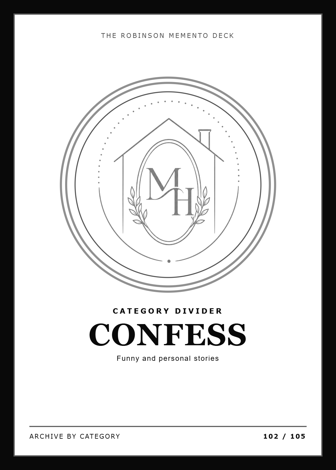 Confess category divider card
