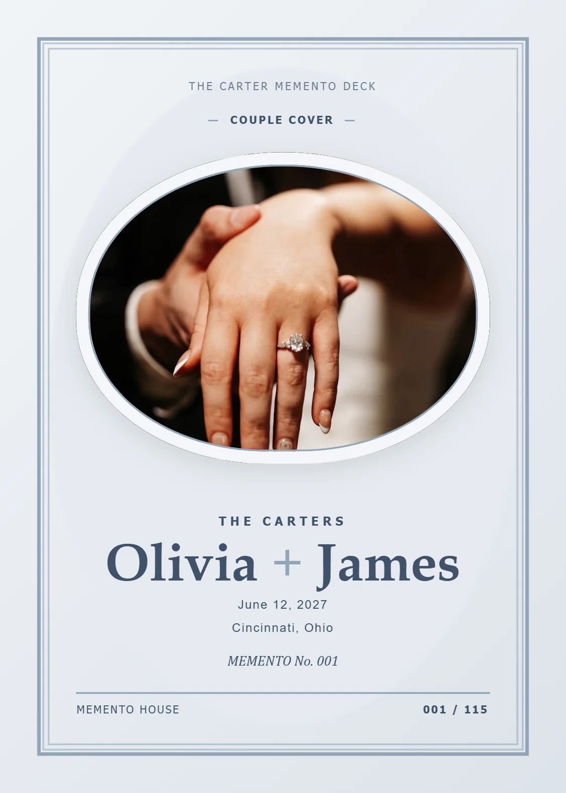 Editorial blue Olivia and James Memento Deck example